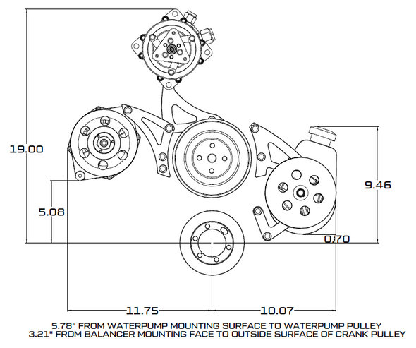 Small Block Chrysler V-Belt System Dimensions