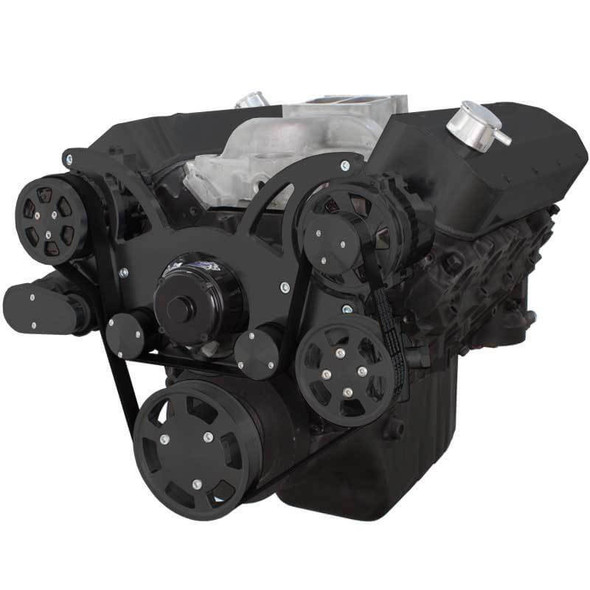 Black Serpentine System for Big Block Chevy - AC, Power Steering & Alternator with Electric Water Pump