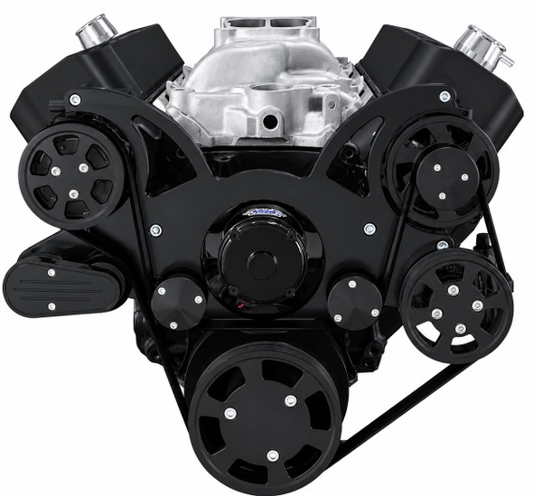 Black Serpentine System for Big Block Chevy - AC, Power Steering & Alternator with Electric Water Pump