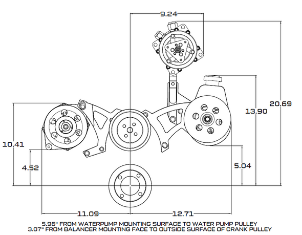 Ford 351C, 351M & 400 V-Belt System Dimensions