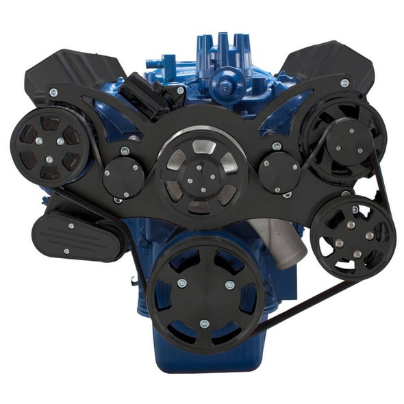 CVF SBF FE Serpentine System With Power Steering Alternator For High Flow Water Pump Polished All Inclusive