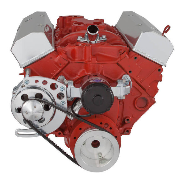 Chevy Small Block V-Belt System, Alternator Only - Electric Water Pump
