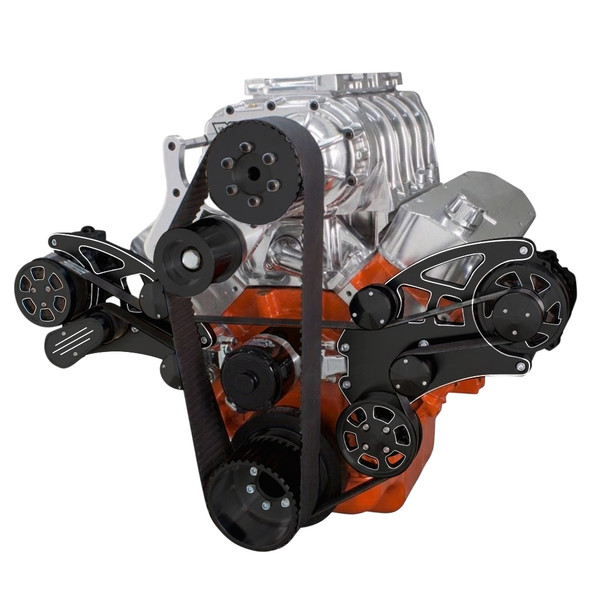 Black Diamond Serpentine System for Big Block Chevy Supercharger - AC, Power Steering & Alternator with Electric Water Pump - All Inclusive
