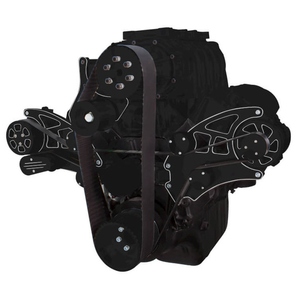 Black Diamond Serpentine System for 396, 427 & 454 Supercharger - AC & Alternator with Electric Water Pump - All Inclusive
