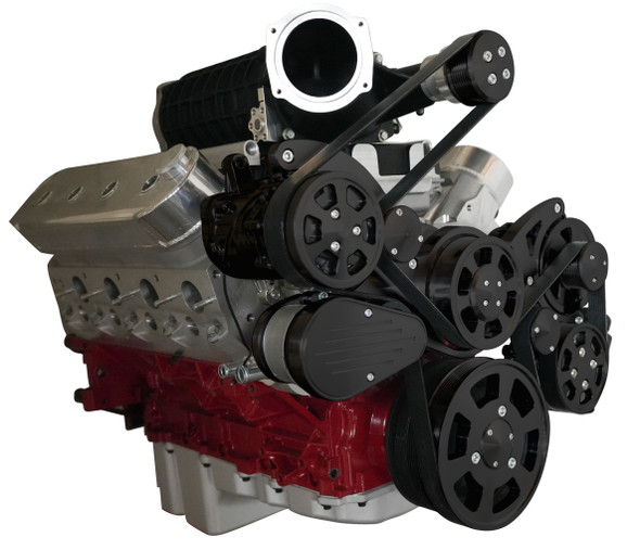 Stealth Black Chevy LS Magnuson Supercharged Wraptor Serpentine System, Left, AC