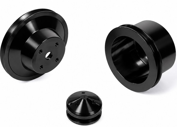 Black Big Block Chevy Pulley Kit 1 Groove - LWP