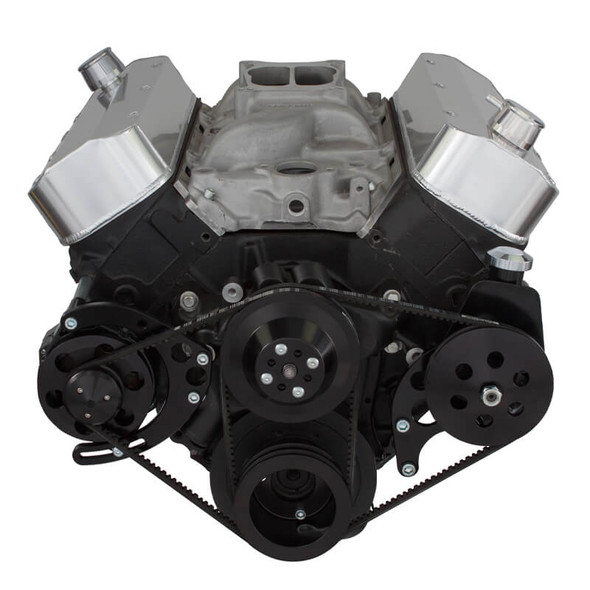 Black Chevy Big Block V-Belt System - Power Steering