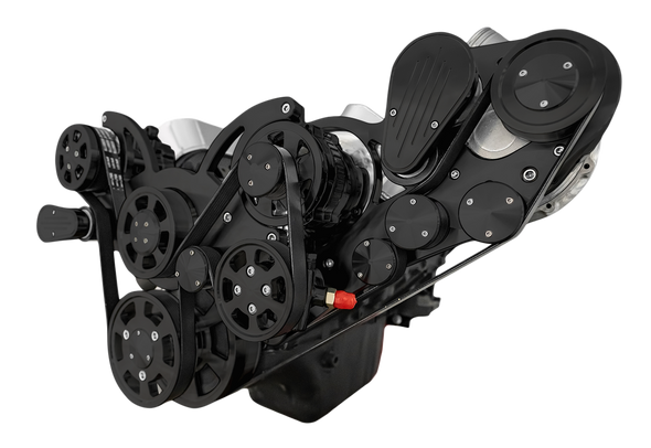 Stealth Black Big Block Chevy Wraptor Serpentine System, Procharger, Right, AC