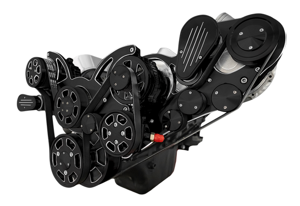 Big Block Chevy Wraptor Supercharged Serpentine System, Procharger, Black Diamond, Right, AC