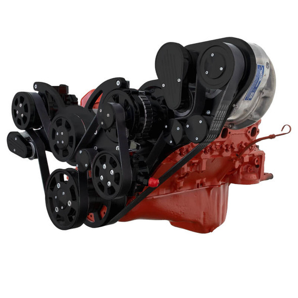 Black Chevy Small Block Serpentine Kit - ProCharger - AC, Alternator & Power Steering