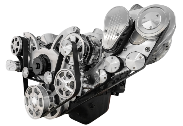 Big Block Chevy Wraptor Serpentine System, EWP, Procharger, Polished, Right, AC