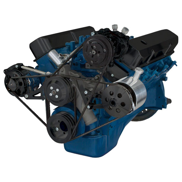 Stealth Black Ford 390 V-Belt System, Right