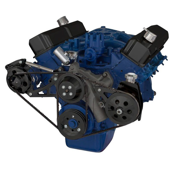 Stealth Black Ford 390 V-Belt System, Right