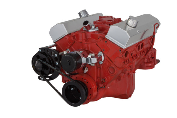 Stealth Black Chevy Small Block V-Belt System, Alternator Only, Right