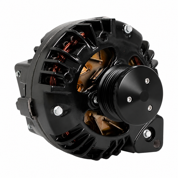 Black Chrysler 1 Wire Alternator, 100 Amp, 8-Rib Serpentine Pulley