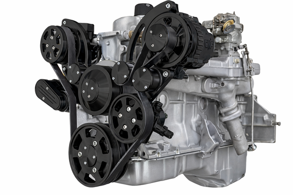 Stealth Black Chevy Straight 6 All Inclusive Wraptor Serpentine System (194 - 292)