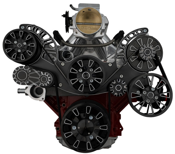 Black Diamond Chevy LS Mid-Mount Reaper Serpentine System, Front, AC