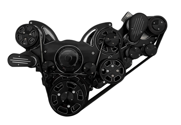 Black Diamond Big Block Chevy Wraptor Serpentine System, EWP, Procharger, Front, AC