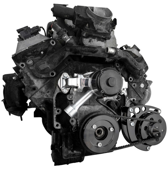 Chevy 8100 L18 V-Belt System - Alternator Only - EWP - Stealth Black, LEFT