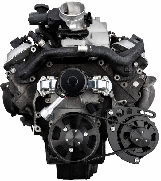Stealth Black Chevy 8100 L18 Serpentine Conversion System - Alternator Only - EWP, Front