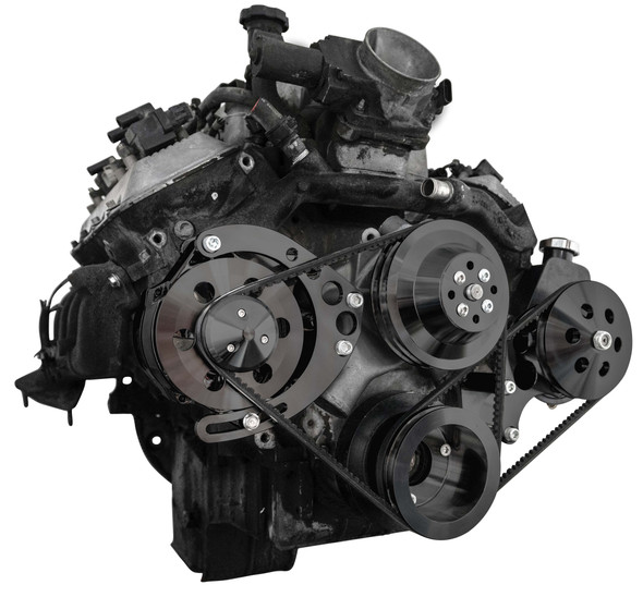 Stealth Black Chevy 8100 L18 V-Belt System - PS & ALT - LWP, Left