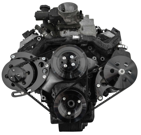 Stealth Black Chevy 8100 L18 V-Belt System - PS & ALT - LWP, Front