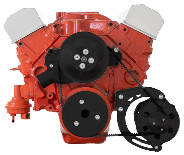 Small Block Chevy 327 & 350 Short Water Pump V-Belt Kit - Alternator Only, Black Small Block Chevy 327 & 350 Short Water Pump V-Belt Kit - Alternator Only, Black