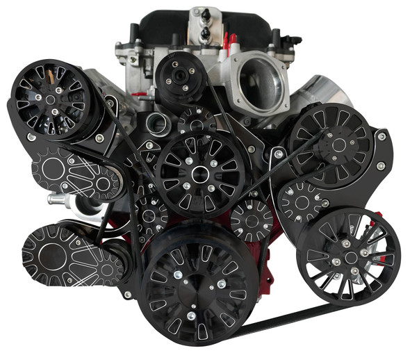 BLACK DIAMOND Chevy LS Magnuson Magnum TVS2650 Supercharged Reaper Serpentine System - FRONT AC