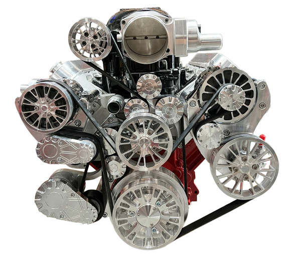 Chevy LS Whipple® Gen VI Top Mount Supercharged Reaper Serpentine System - Polished, FRONT Chevy LS Whipple® Gen VI Top Mount Supercharged Reaper Serpentine System - Polished, FRONT