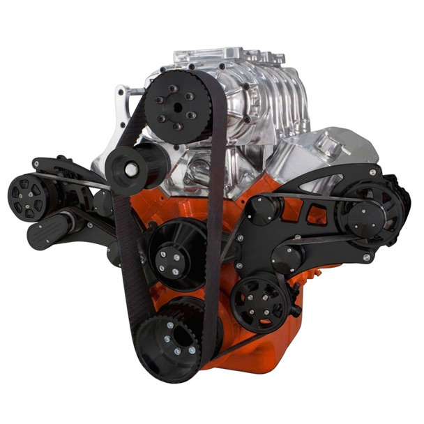 Black Serpentine System for Big Block Chevy Supercharger - AC, Power Steering & Alternator