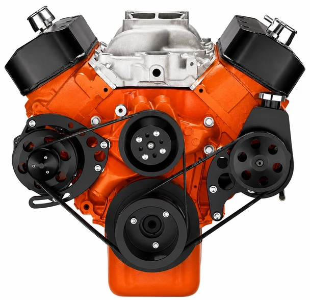 Black Chevy Big Block Serpentine Conversion Kit - Power Steering