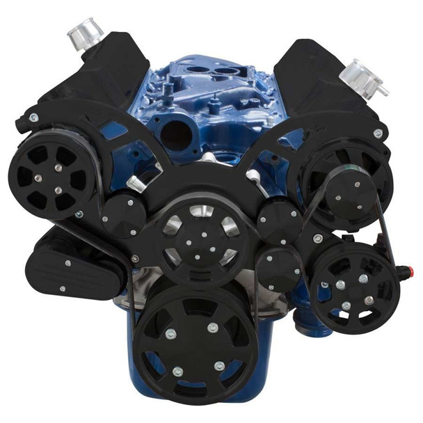 Stealth Black Small Block Ford Wraptor Serpentine, Front, AC
