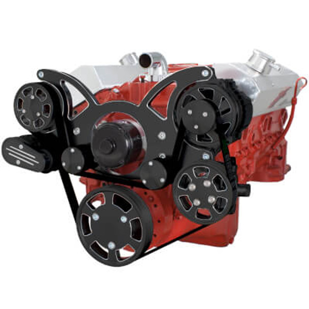 Black Diamond Serpentine System for SBC 283-350-400 - AC, Power Steering & Alternator with Electric Water Pump