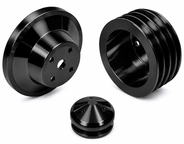 Stealth Black Big Block Chevy V-Belt Pulley Kit