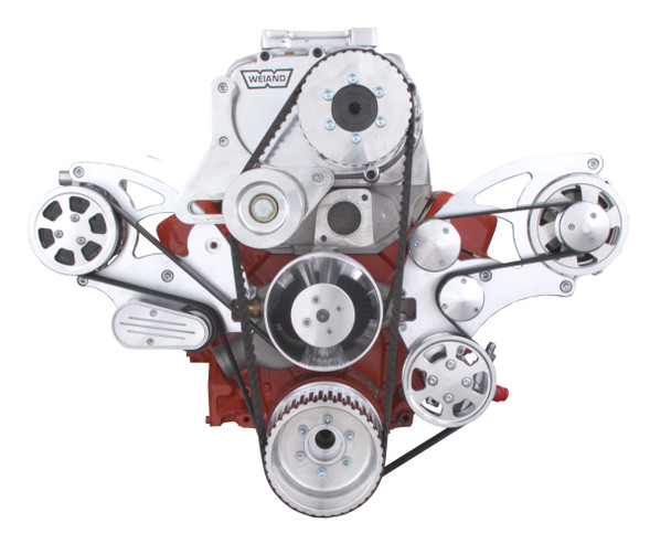 Serpentine System for Small Block Chevy Supercharger - AC, Power Steering, Alternator & Root Style Blower - All Inclusive