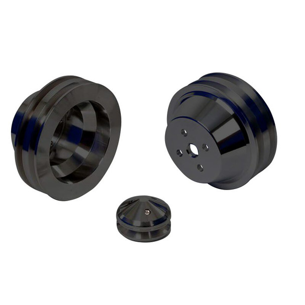 Stealth Black Chrysler Small Block V-Belt Pulley Kit