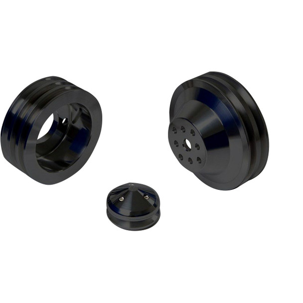 Stealth Black Big Block Chevy Pulley Kit 3 Groove - SWP