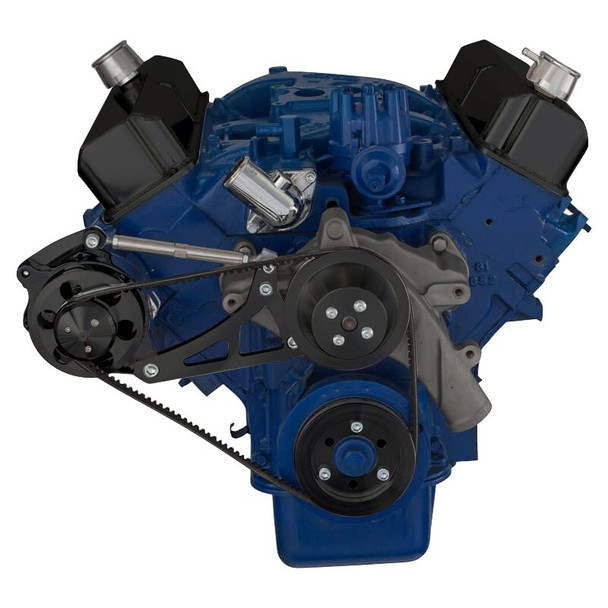 Stealth Black Ford 390 V-Belt System - Alternator Only, Front
