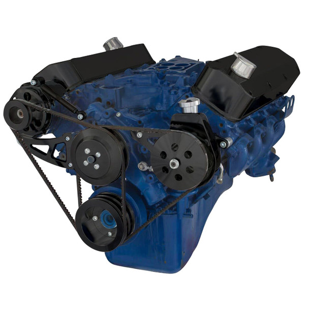 Stealth Black Big Block Ford Pulley System, Right