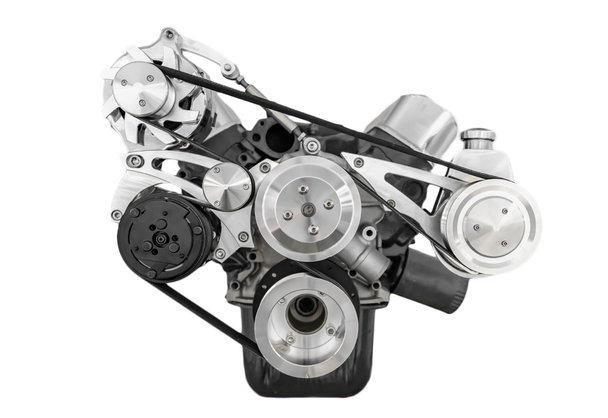 Small Block Ford (5.8L) Serpentine Conversion Kit; Mid-Mount, Front