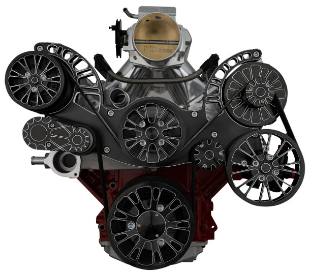 Black Diamond Chevy LS Mid-Mount Reaper Serpentine System, Front, AC