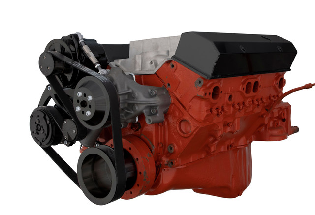 Stealth Black Small Block Chevy Wide Mount Serpentine System