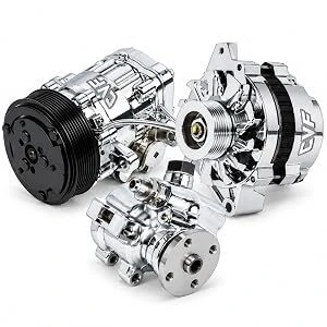 Air conditioning compressor, alternator and power steering pump