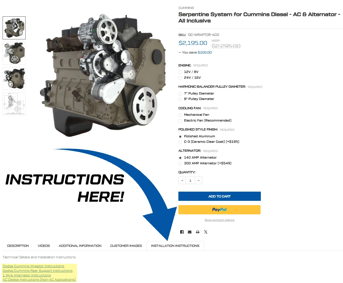 How to find CVF Racing installation instructions on product page