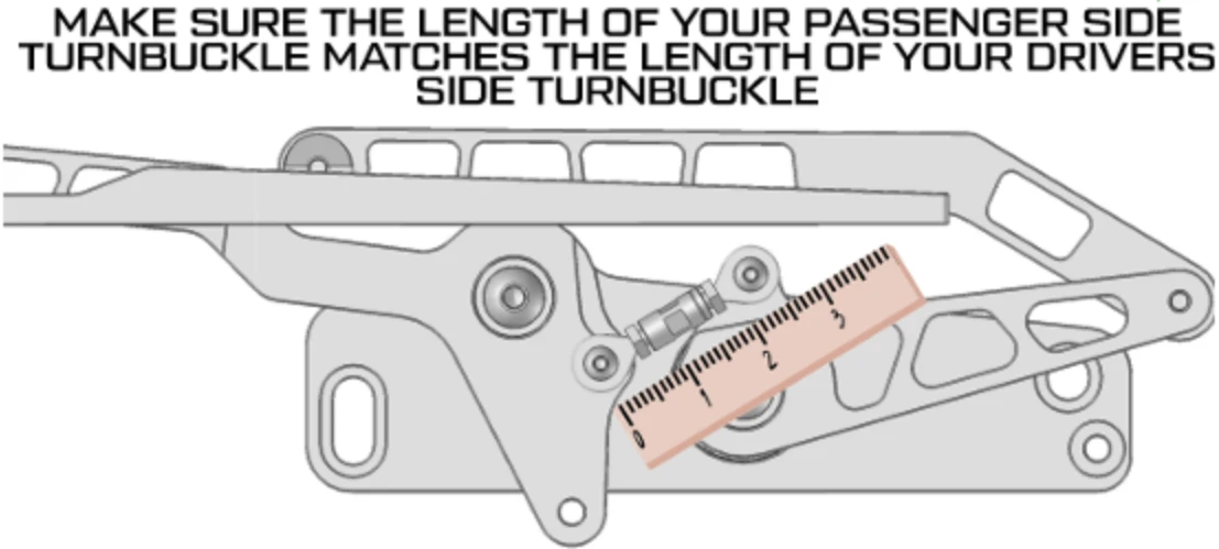 Measuring a hood hinge turnbuckle so the passenger side matches the driver side