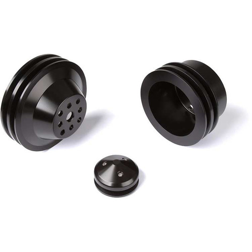Black Big Block Chevy Pulley Kit 2V Crankshaft Pulley and 2V Water Pump