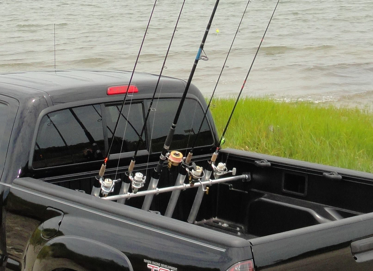 fish rod holder for truck bed Hauler Fishing Rod Tailgate  Transport 4 Rods Securely with Soft Foam Inserts & Straps  Fishing Pole Rack for Pickup Truck  Easy Tailgate Rod use rod holder built to keep your rods safe TRUCK BED REMOVABLE ROD RACK