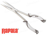 RAPALA Salt Angler's 11" Pliers, a pair of fishing pliers with white handles and metal jaws designed for saltwater fishing.