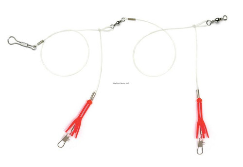 SEA STRIKER Sea Striker 2RS Skirted Bottom Rig, fishing rig equipped with two red skirted lures for saltwater fishing.