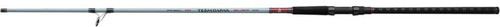 DAIWA Team Daiwa Surf Rod, a long, lightweight fishing rod designed for surfcasting with multiple guides and a sleek black and pink finish.